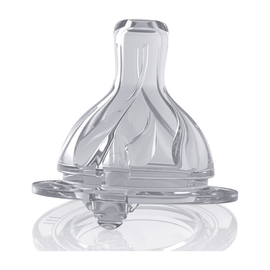 Close-up of the Bebek Classic bottle's anti-colic silicone teat