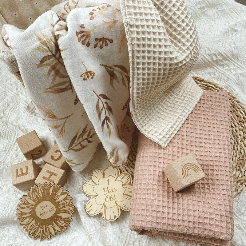 Cotton waffle weave baby swaddle blanket