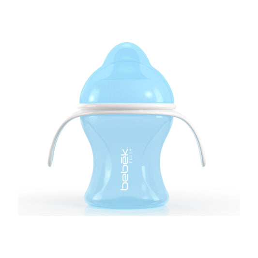 Bebek Plus 5 oz sippy cup in blue with soft spout and two handles
