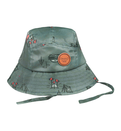 Printed Hat Khaki Green Camping Print
