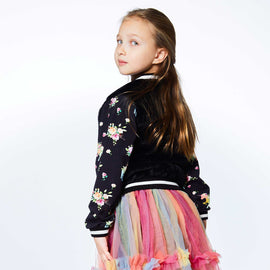 Bomber Jacket With Unicorn Print Sleeve