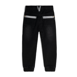 French Terry Denim Jogger Black Textured