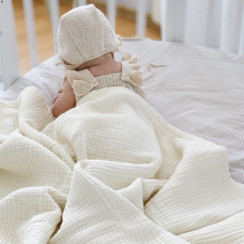 Six-layer cotton muslin swaddle blanket, folded