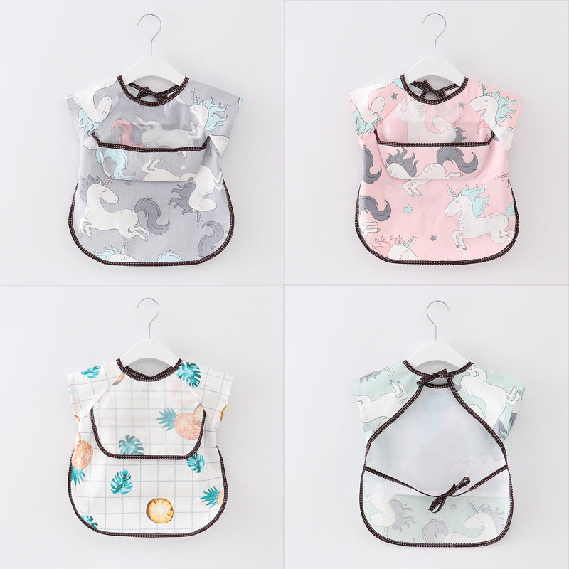 Long-sleeve cotton feeding smock for toddlers