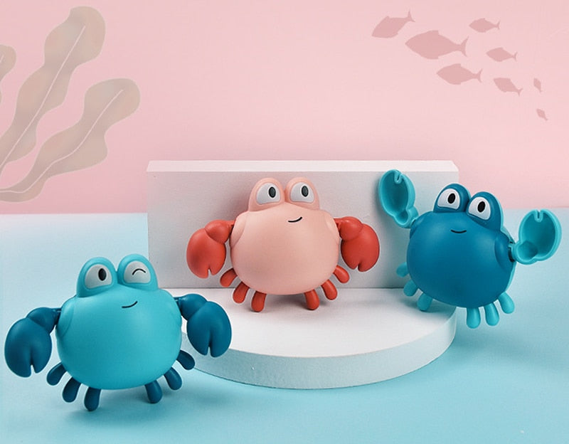 Wind-up bath toys, a turtle and a fish that swim across the tub