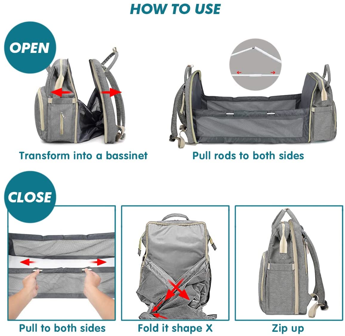 Convertible Diaper Backpack