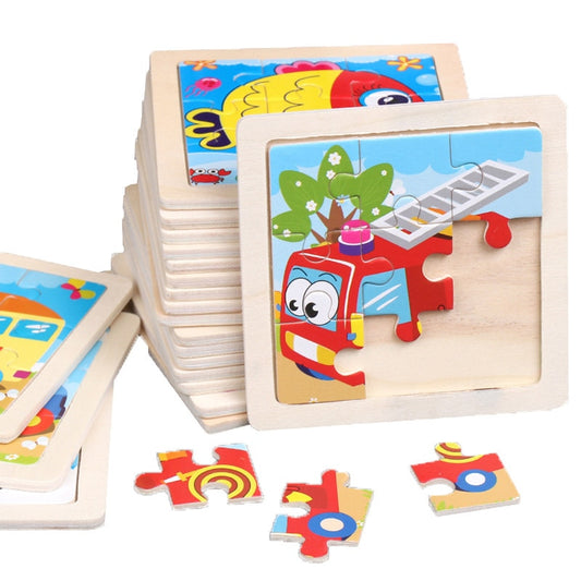 Wooden 3D animal puzzle pieces for small hands