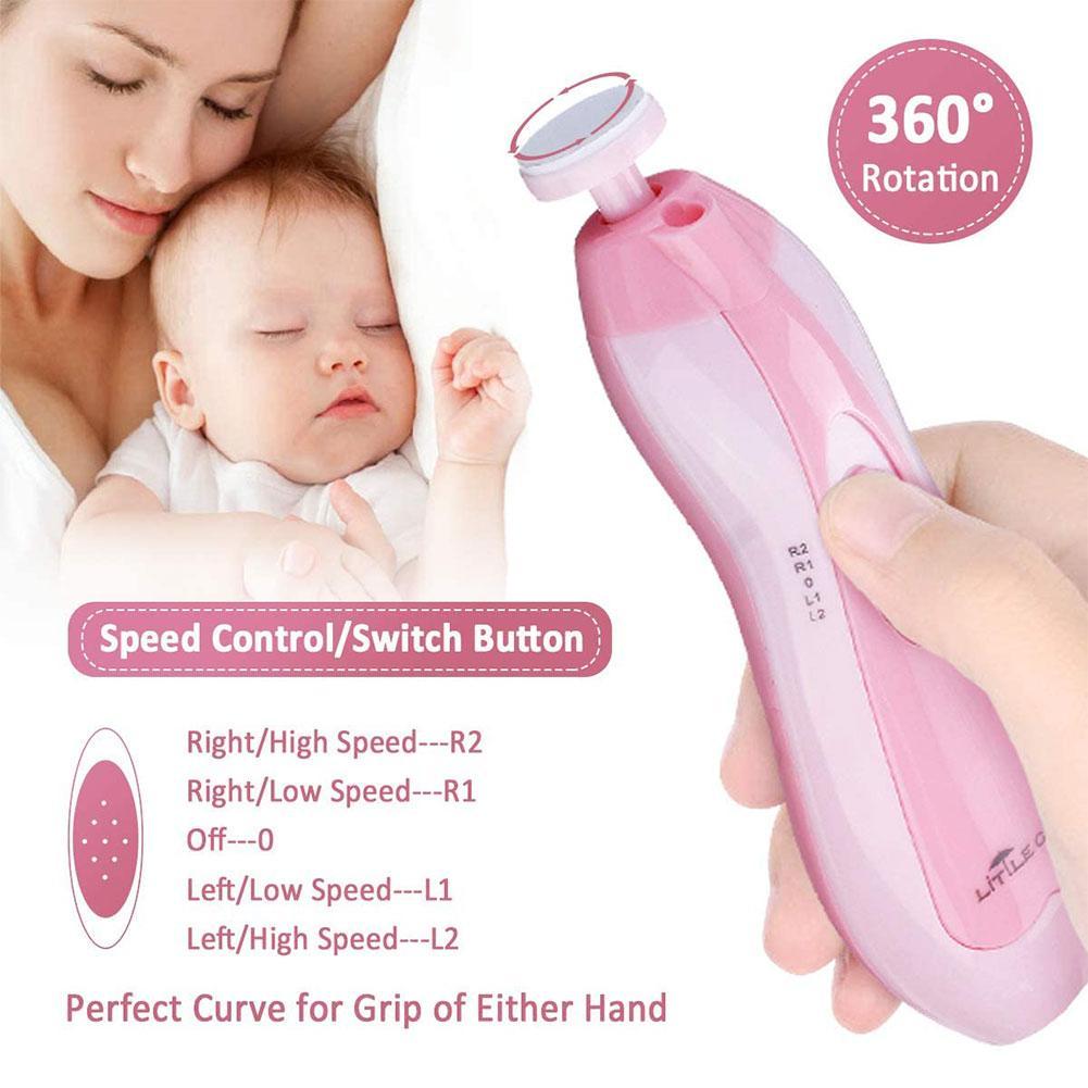 Electric baby nail trimmer set with six grinding heads and case