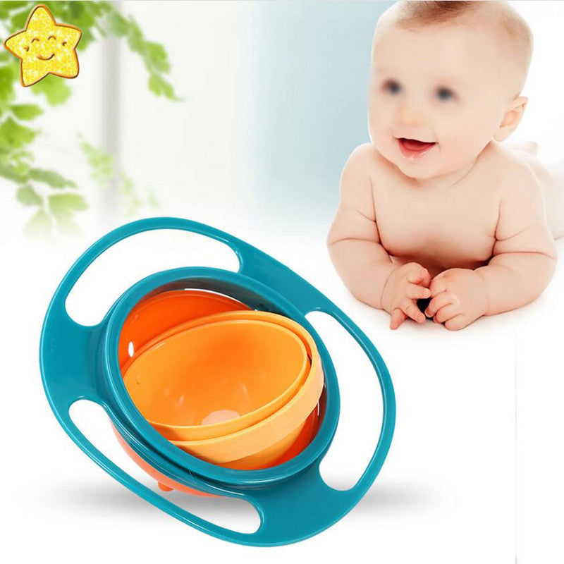 Spill-resistant baby feeding bowl with rotating inner bowl