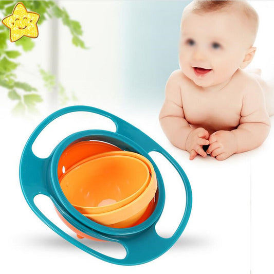 Spill-resistant baby feeding bowl with rotating inner bowl