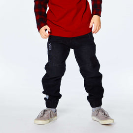 French Terry Denim Jogger Black Textured