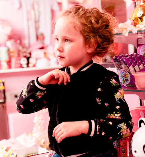 Bomber Jacket With Unicorn Print Sleeve