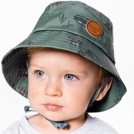 Printed Hat Khaki Green Camping Print