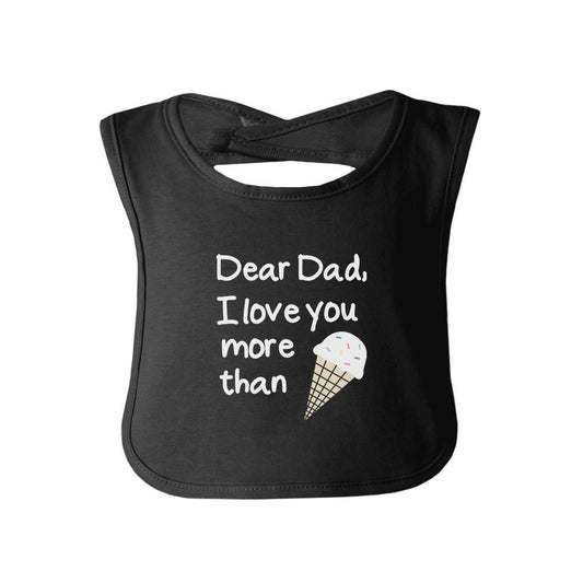 Dear Dad printed cotton baby bib in black