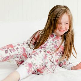Organic Cotton One Piece Printed Roses Pajama Set