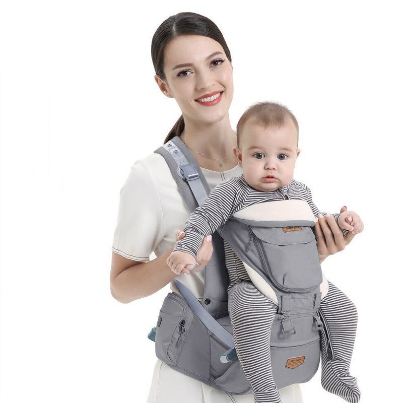 Ergonomic hip seat baby carrier with padded cross shoulder straps